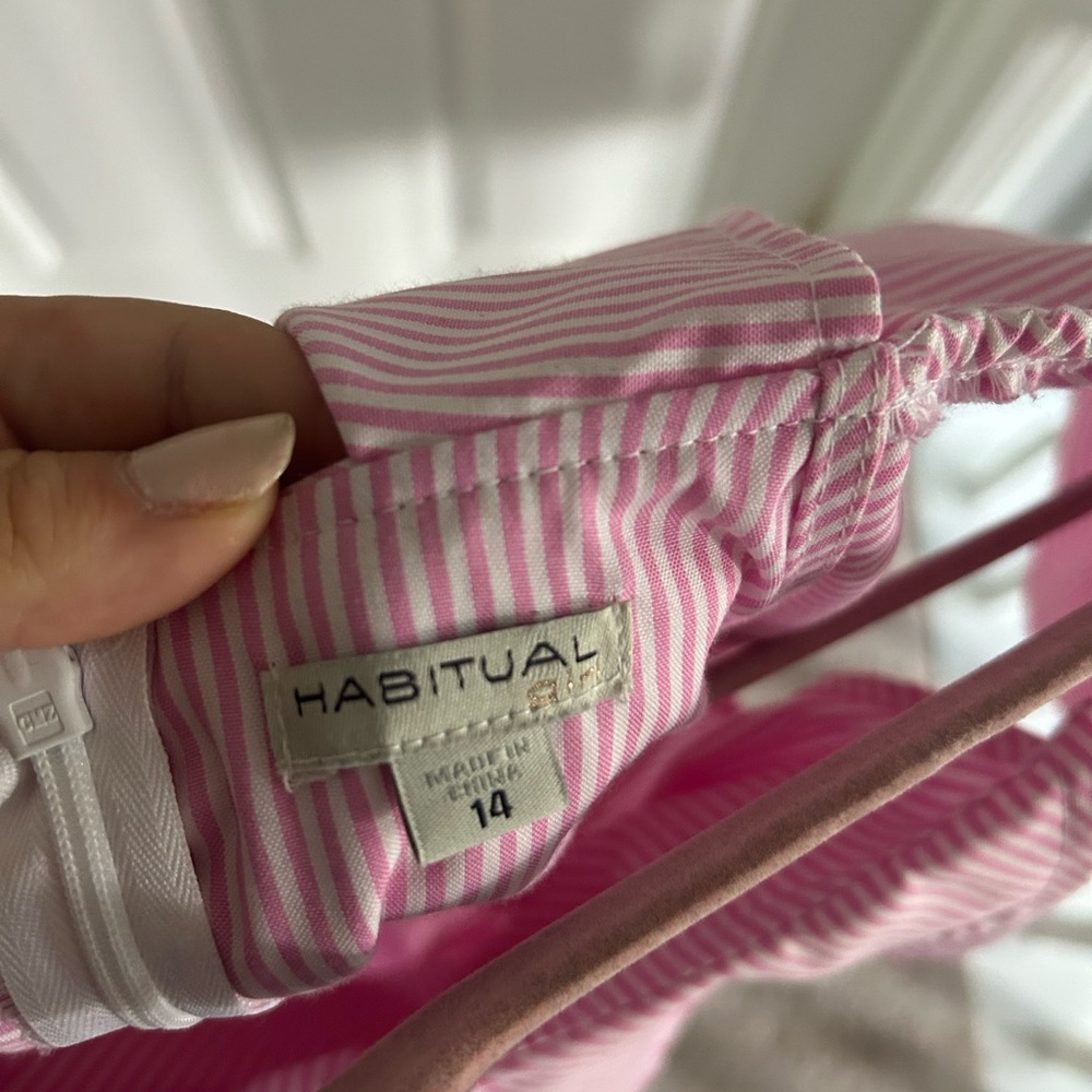 Habitual Pink Striped One-Shoulder Dress, Sz 14 Girls - Picture 6 of 7
